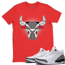 Load image into Gallery viewer, Bull Head Red T-Shirt - Air Jordan 3 White Cement - snrt-sneaker-release-tees-air-jordan-3-retro-se-white-cement-shoe-match-tee-bull-head-red-t-shirts
