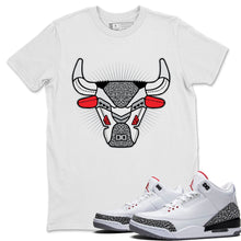 Load image into Gallery viewer, Bull Head White T-Shirt - Air Jordan 3 White Cement - snrt-sneaker-release-tees-air-jordan-3-retro-se-white-cement-shoe-match-tee-bull-head-white-t-shirts
