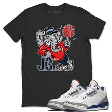 Load image into Gallery viewer, AJ3 Elephant Black T-Shirt - Air Jordan 3 True Blue - true-blue-og-air-jordan-3-sneaker-release-tees-aj-3-elephant-tee-black_60b45cef-9360-4cad-8026-6596e94ea967
