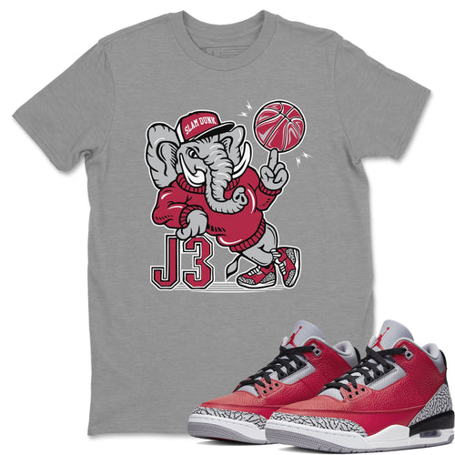 AJ3 Elephant Heather Grey T-Shirt - Air Jordan 3 Unite - unite-air-jordan-3-sneaker-release-tees-aj-3-elephant-tee-heather-grey