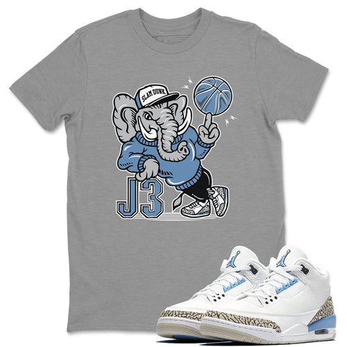 AJ3 Elephant Heather Grey T-Shirt - Air Jordan 3 Valor Blue 
