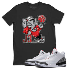 Load image into Gallery viewer, AJ3 Elephant Black T-Shirt - Air Jordan 3 White Cement - white-cement-air-jordan-3-sneaker-release-tees-aj-3-elephant-tee-black
