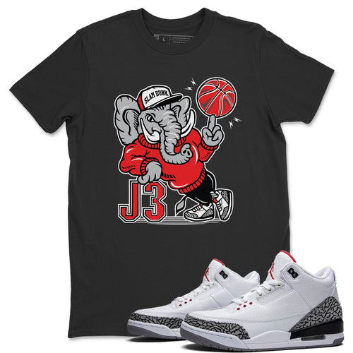 AJ3 Elephant Black T-Shirt - Air Jordan 3 White Cement - white-cement-air-jordan-3-sneaker-release-tees-aj-3-elephant-tee-black