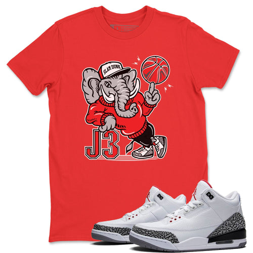 AJ3 Elephant Red T-Shirt - Air Jordan 3 White Cement - white-cement-air-jordan-3-sneaker-release-tees-aj-3-elephant-tee-red