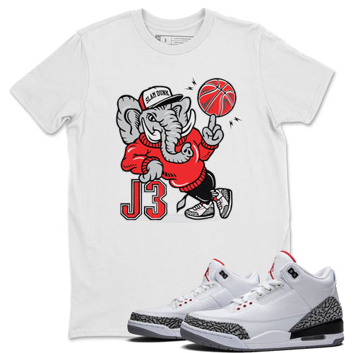 AJ3 Elephant White T-Shirt - Air Jordan 3 White Cement - white-cement-air-jordan-3-sneaker-release-tees-aj-3-elephant-tee-white