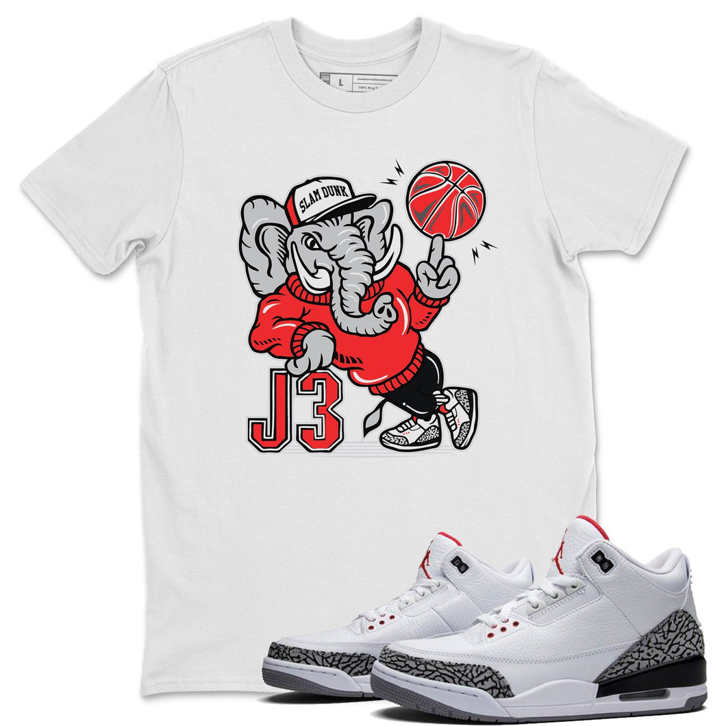 AJ3 Elephant White T-Shirt - Air Jordan 3 White Cement - white-cement-air-jordan-3-sneaker-release-tees-aj-3-elephant-tee-white