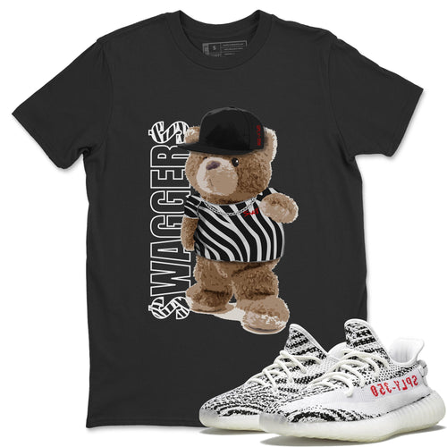 Bear Swaggers T-Shirt - Yeezy Boost 350 V2 Zebra - yeezy-boost-v2-zebra-sneaker-match-tees-bear-swagger-black-shirt